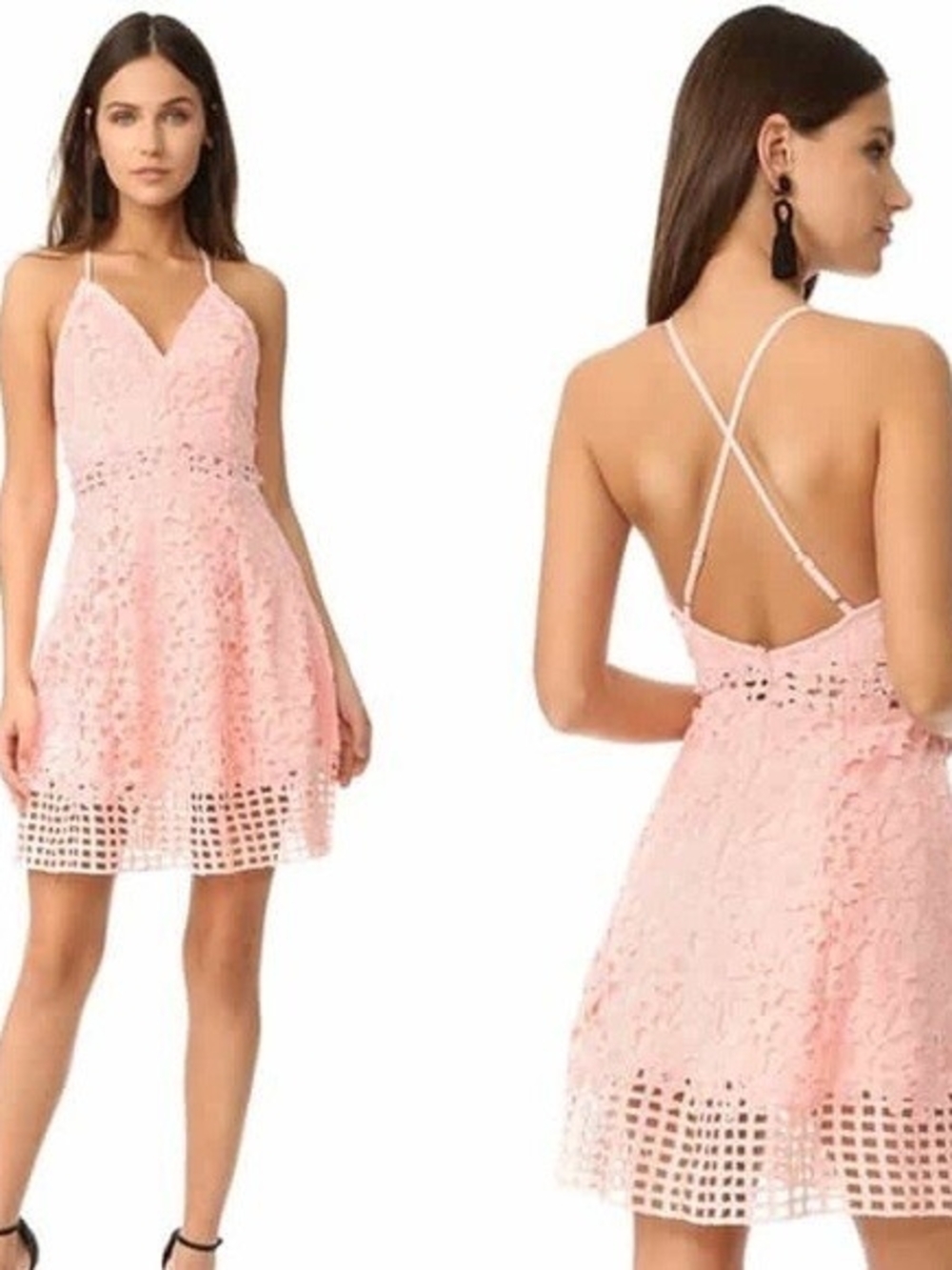 Lovers + Friends Bellini Lace Mini Dress Blush XS Revolve